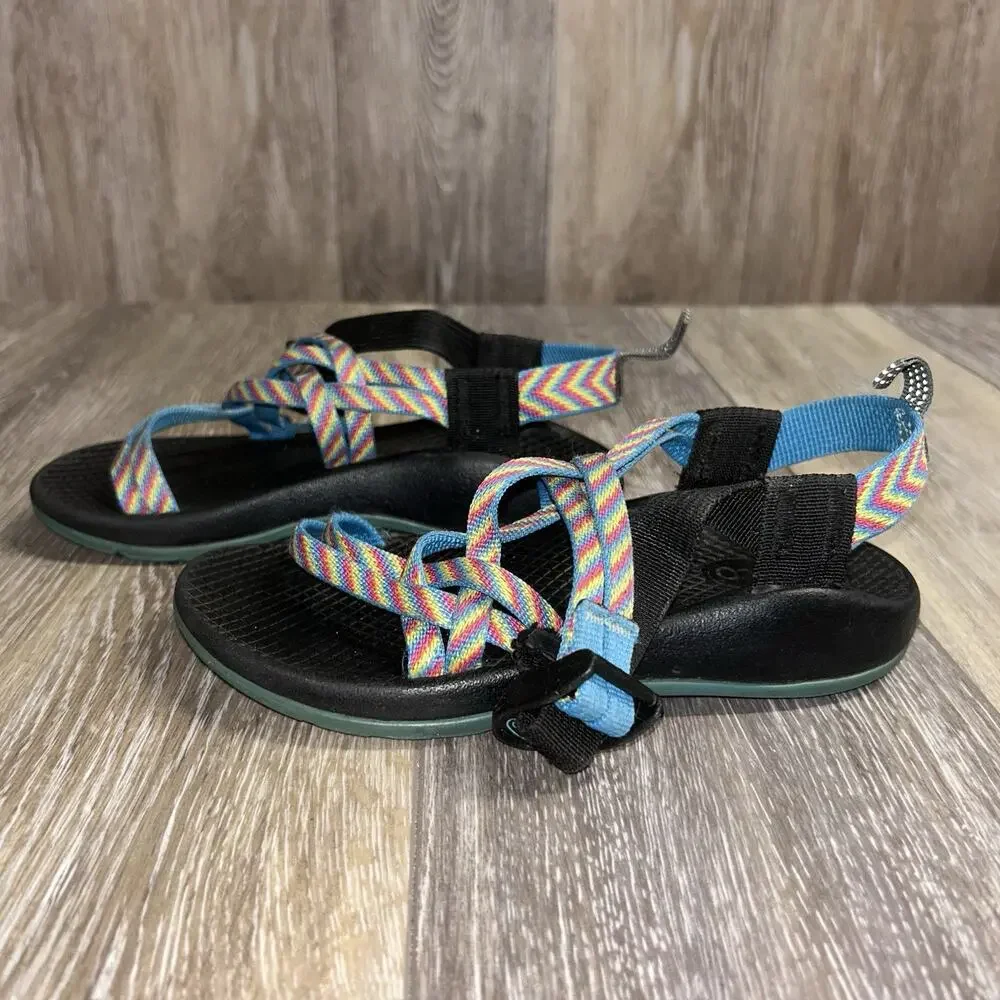 Chaco Multicolor Blue Aztec Strap Hiking Outdoor Sandals Youth US Size 13
